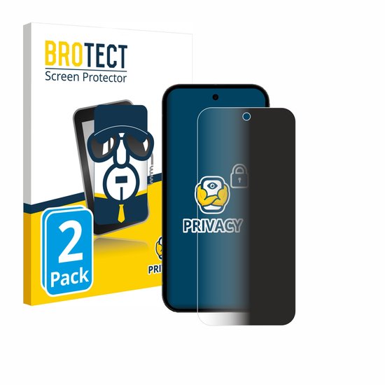 BROTECT privacy screenprotector verpakking met 2 stuks en een smartphone.