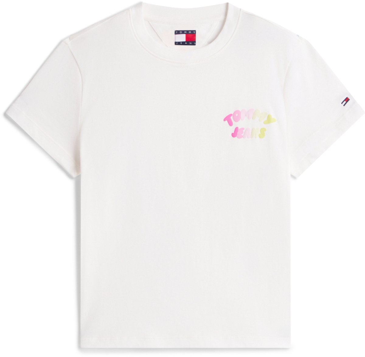 Tommy Jeans T-shirt Tjw Reg Tj Bubble Ss Dw0dw22310 Ybl Ecru Dames Wit