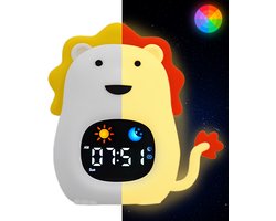 Maness® Leeuw Slaaptrainer - Kinderwekker - Slaapwekker - Met nachtlamp functie en wekker timer - Slaaphulp voor kinderen vanaf de peuter leeftijd - Ook leuk als nachtlampje voor baby's