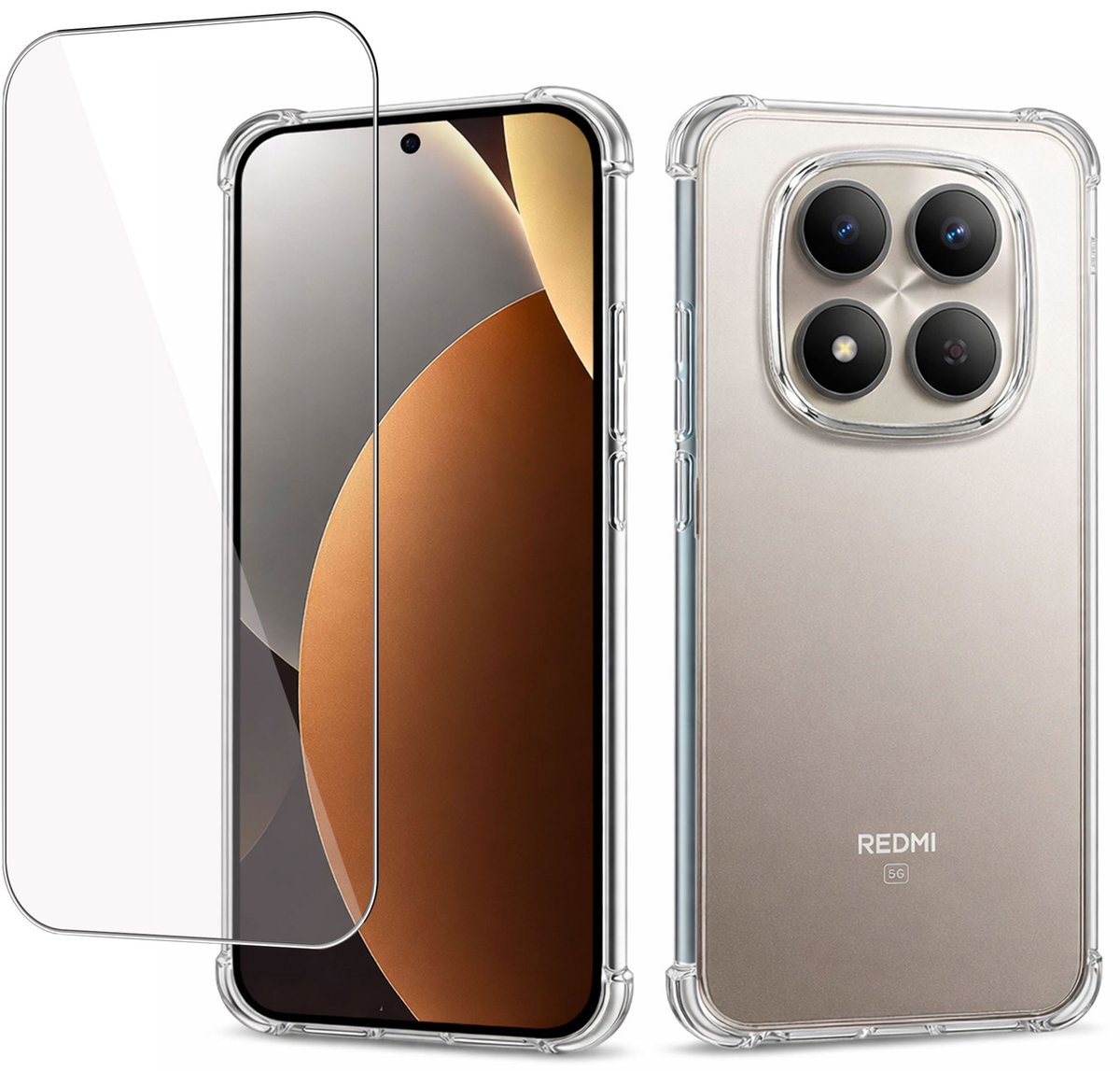 ChiGuard Hoesje + Screenprotector geschikt voor Xiaomi Redmi Note 15 Pro+ 5G – Gehard Glas – Shockproof Case – Transparant
