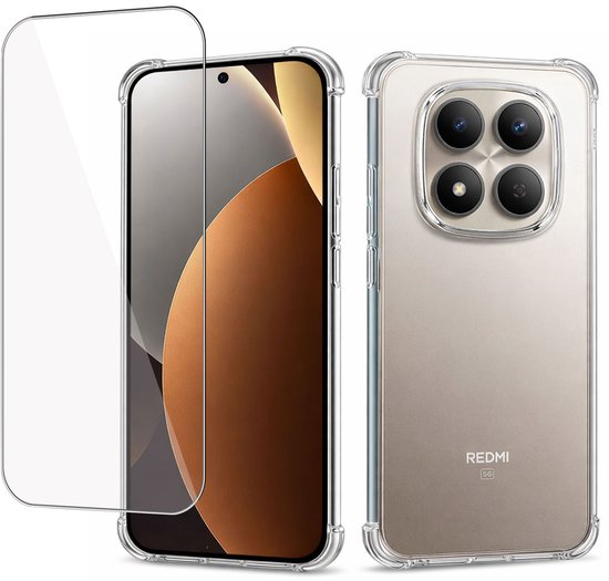 ChiGuard Hoesje + Screenprotector geschikt voor Xiaomi Redmi Note 15 Pro+ 5G – Gehard Glas – Shockproof Case – Transparant
