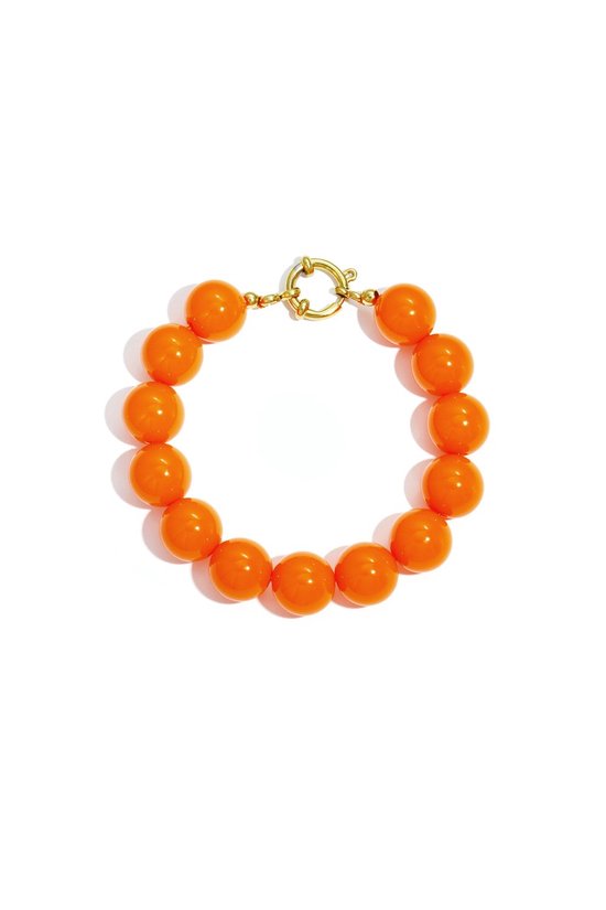 Oranje Kralen Armband – Statement Armband met Grote Kralen – Trendy Dames Armband- koningsdag