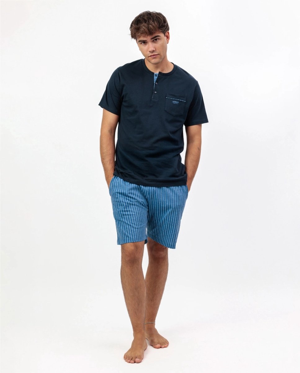 Admas Classic Stripe Korte Pyjama Heren (Marine)
