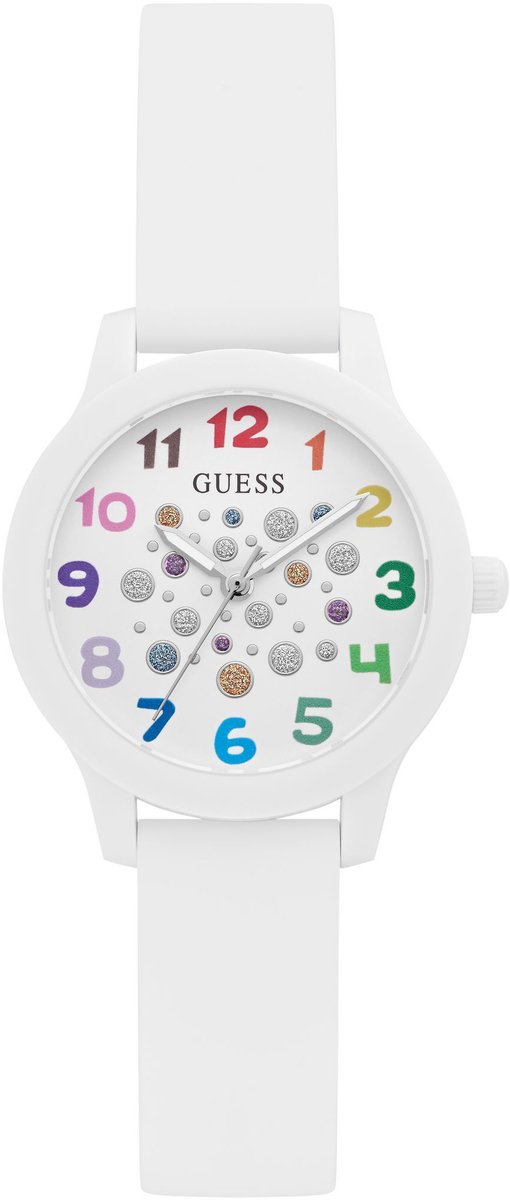 Guess Tink Quartz Analoog Horloge Wit Doos: 100% Bio-Based Nylon | Armband: 100% Siliconen 32 mm GK0014L1, GK0014L2