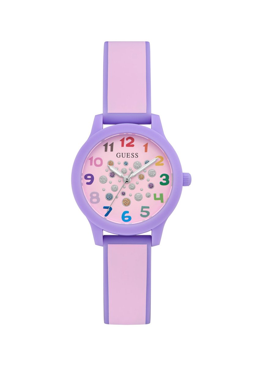 Guess Tink Quartz Analoog Horloge Roze Doos: 100% Bio-Based Nylon | Armband: 100% Siliconen 32 mm GK0014L1, GK0014L2