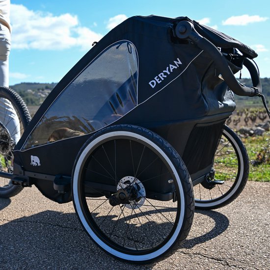 Deryan Luxe Fietskar V2 - fietskar en wandelwagen en hardloopkinderwagen - 2 persoons - Zwart van Deryan — afbeelding 4