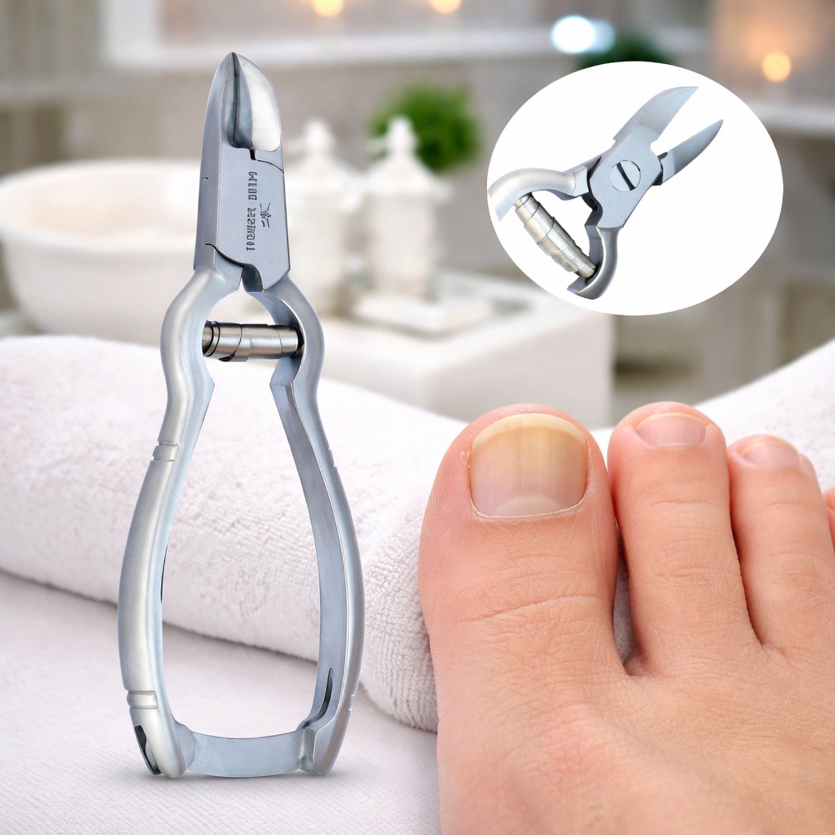 Belux Surgical Instruments – Professionele Nagelknipper voor Dikke Nagels – Heavy Duty Pedicure Nipper met Veer – RVS – Voor Teennagels & Kalknagels