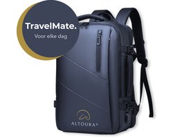 Altoura® TravelMate - Backpack - Waterafstotend - 60% Uitbreidbaar - Premium Rugtas - 60 Liter - Reistas - Handbagage - Schooltas - Dames/Heren - Waterdichte Rugzak - Travel Bag