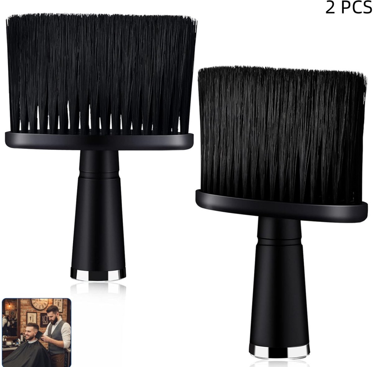2 stuks - Professionele Nekborstel - Haarknipbeurt met nekstrepen - voor het Reinigen, Knippen en Stylen van Haar - geschikt voor Salon en Thuisgebruik - zwart - 15×10×2cm