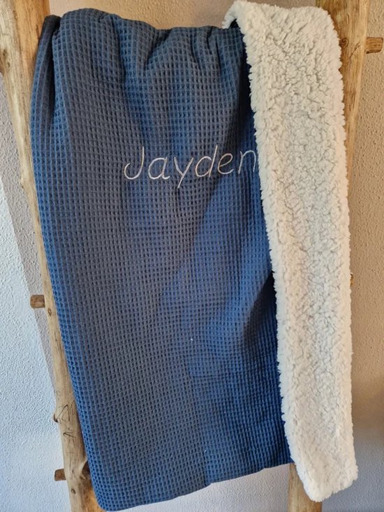 Gepersonaliseerde Baby Deken – Blauw / Teddy – Met Naam – Zachte Babydeken – Kinderwagen & Wieg – 100x70cm – Uniek Kraamcadeau