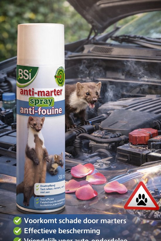 BSI - Anti-Marter Spray - Het afweermiddel om uw wagen en woning te beschermen tegen marters - 500 ml