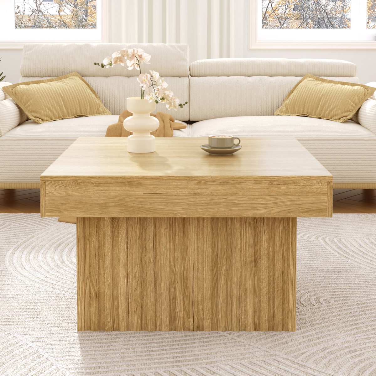 Salontafel - Hout - MDF Onderstel - 79x79 cm - 46 cm Hoogte