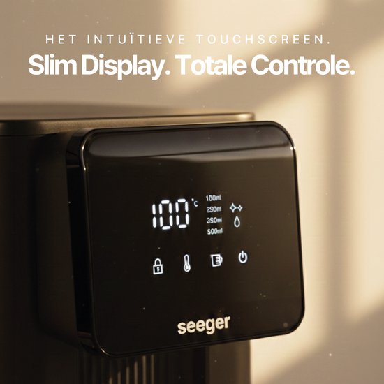 Distributeur d'eau chaude Seeger - Bouilloire instantanée - 2,5 litres - 8 températures - Définissez votre propre quantité - SGR1150BK