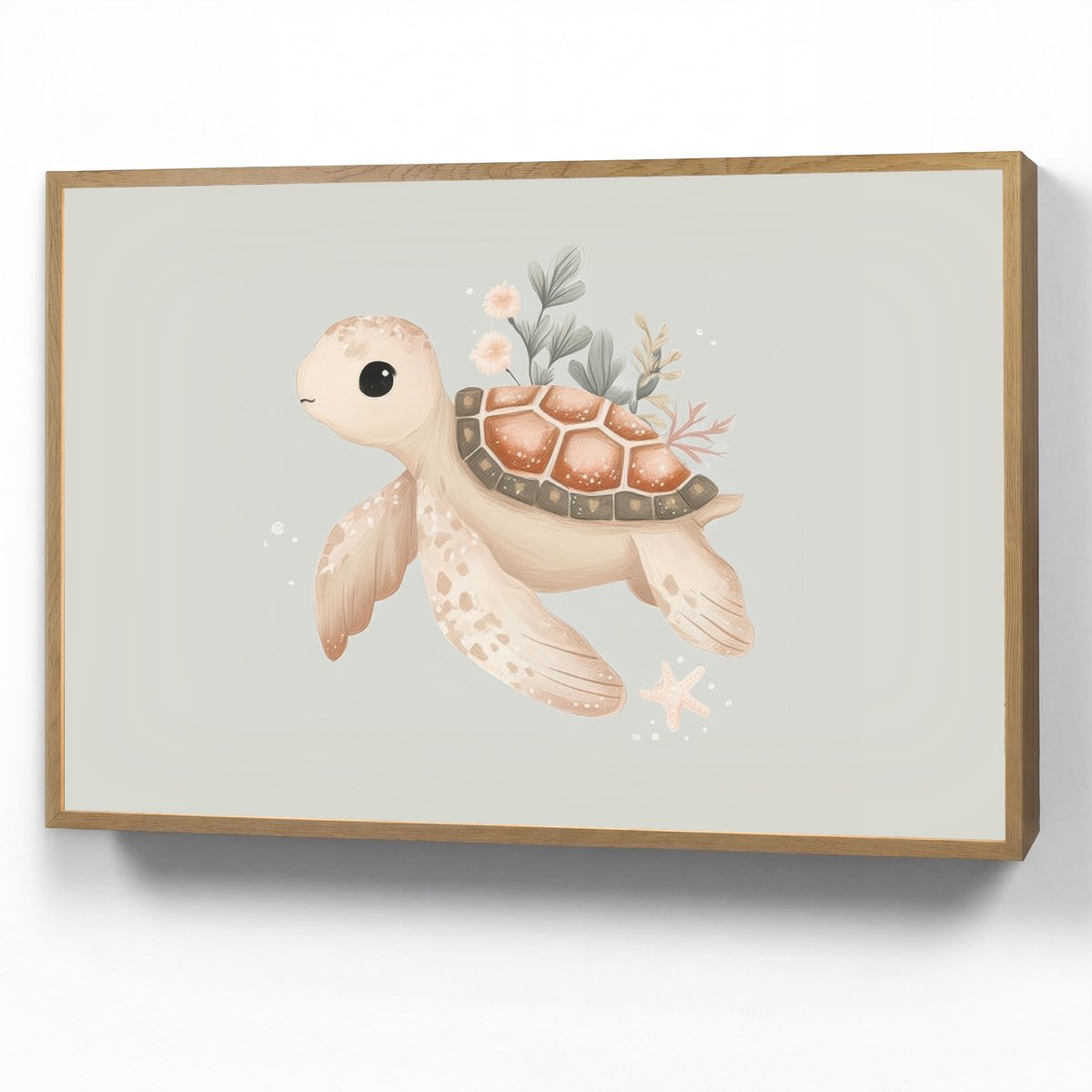 Nachtlampje 100x70 cm - Kinder lamp - Zeeschildpad - Onderwaterwereld - Pastel - Tafellamp kinderkamer draadloos - Slaapkamer lampje - Bedlamp kinderen - Kinderlampje - Wandlamp babykamer - Nachtlampjes