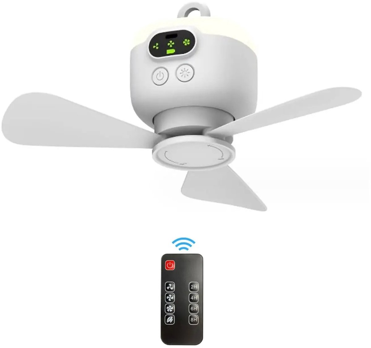 House of Balance AirFlow Pro - Plafondventilator Draagbaar - 8000mAh - Afstandsbediening - LED Verlichting - Ventilator Draadloos - Tent Camping Camper Ventilator