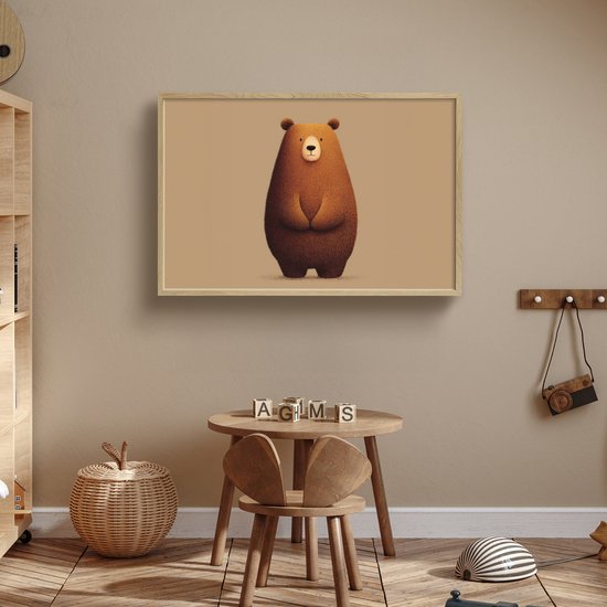 Nachtlampje 90x60 cm - Kinder lamp - Beer - Minimalistisch - Bruin - Tafellamp kinderkamer draadloos - Slaapkamer lampje - Bedlamp kinderen - Kinderlampje - Wandlamp babykamer - Nachtlampjes van Merkloos — afbeelding 3