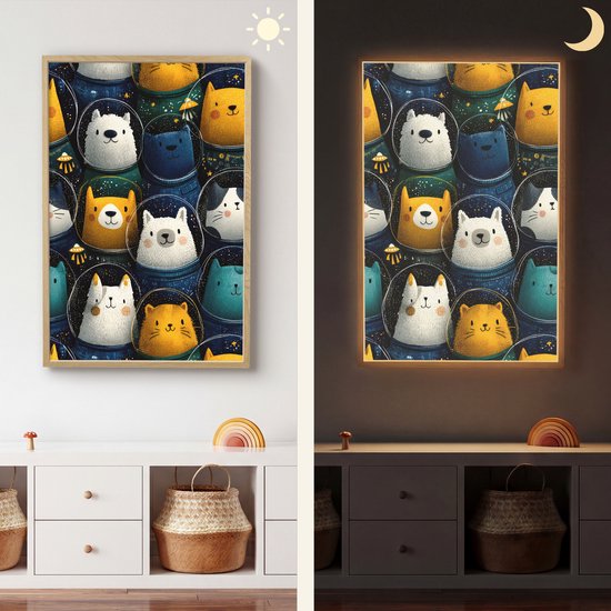 Nachtlampje 70x100 cm - Kinder lamp - Dieren - Ruimtepakken - Sterren - Tafellamp kinderkamer draadloos - Slaapkamer lampje - Bedlamp kinderen - Kinderlampje - Wandlamp babykamer - Nachtlampjes van Merkloos — afbeelding 4