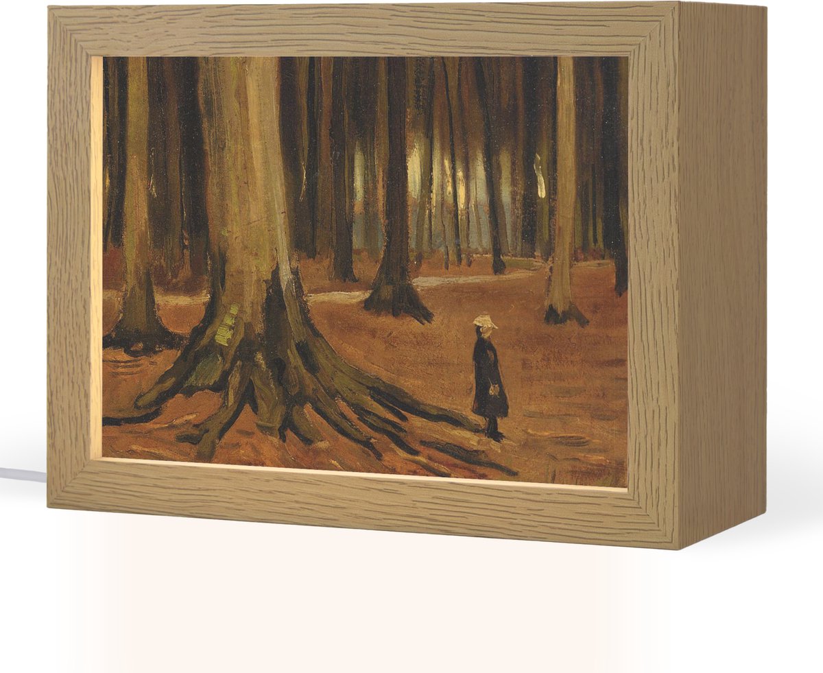 Tafellamp 20x15 cm - LED lamp - Meisje in de bossen - Vincent van Gogh - Decoratieve tafellampen - Dimbaar - Tafellampje slaapkamer - Woonkamer binnen