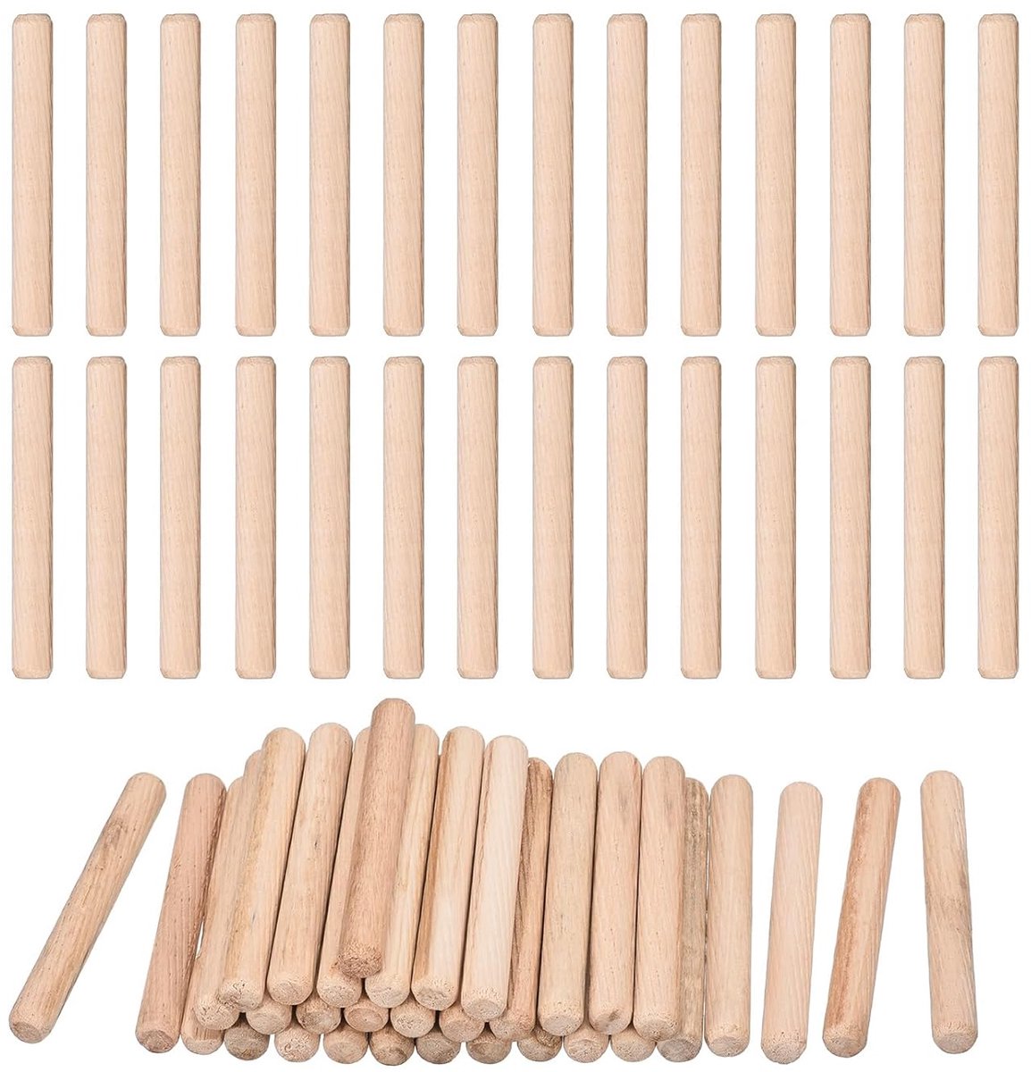 Houten pluggen - Bevestigingspennen - Meubelmontage - Gegroefd hardhout - 10x80mm - Lichtbruin