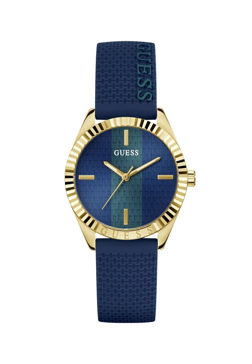 Guess Crew Quartz Analoog Horloge Blauw Kast: 100% Roestvrij Staal | Armband: 100% Siliconen 36 mm GW1044L2