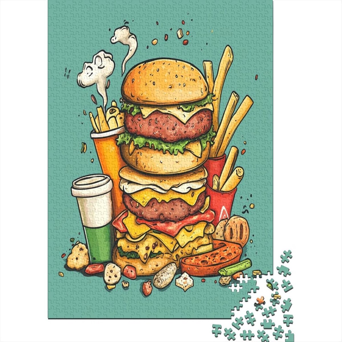 Burger Puzzel - Legpuzzel Volwassenen - Ontspanning Thuis - Hoge Resolutie Print - 75 x 50 cm