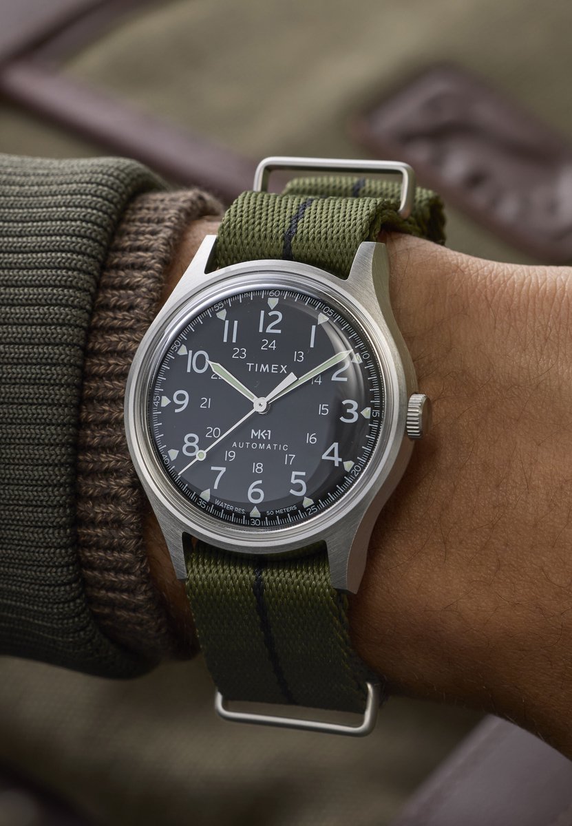 Timex Timex Mk1 Automatic Mechanisch Automatisch Horloge Groen Kast: 100% Roestvrij Staal | Armband: 100% Textile 40 mm TW2Y71700AJ