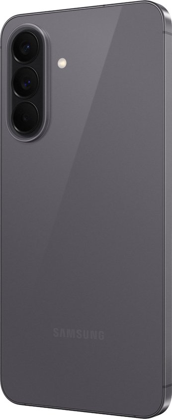 Grijze Samsung Galaxy A57 5G smartphone, gedetailleerde weergave van de achterkant en camera.