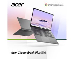 Acer Chromebook Plus 516 CB516-1H-3783 - 16 inch - Core 3 - 8GB - 128GB - Verlicht toetsenbord – Grijs - AZERTY