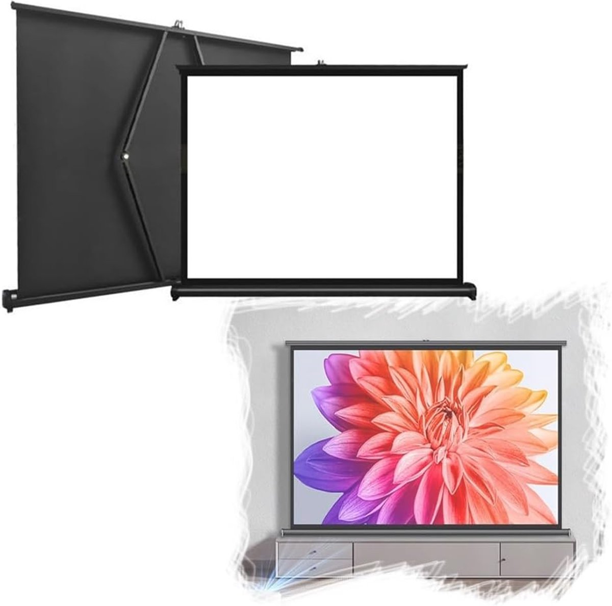 Uittrekbaar Projectiescherm - Tafelmodel Scherm - Thuisbioscoop Presentatie - Handmatig Uittrekbaar - 50 Inch 4:3
