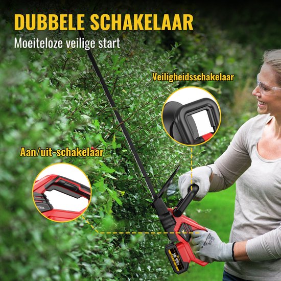 CONENTOOL Accu Heggenschaar - 56cm Bladlengte - Elektrische Heggenschaar - Met 2x 4.0Ah Accu's en Oplader van Merkloos	 — afbeelding 3