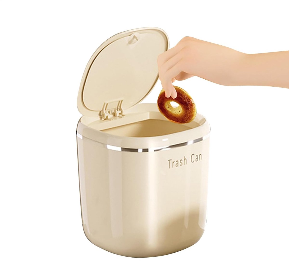 Mini Prullenbak - Compacte Afvalbak - Bureau Opruimen - Met Drukklep Deksel - 13.5x13.5x14cm