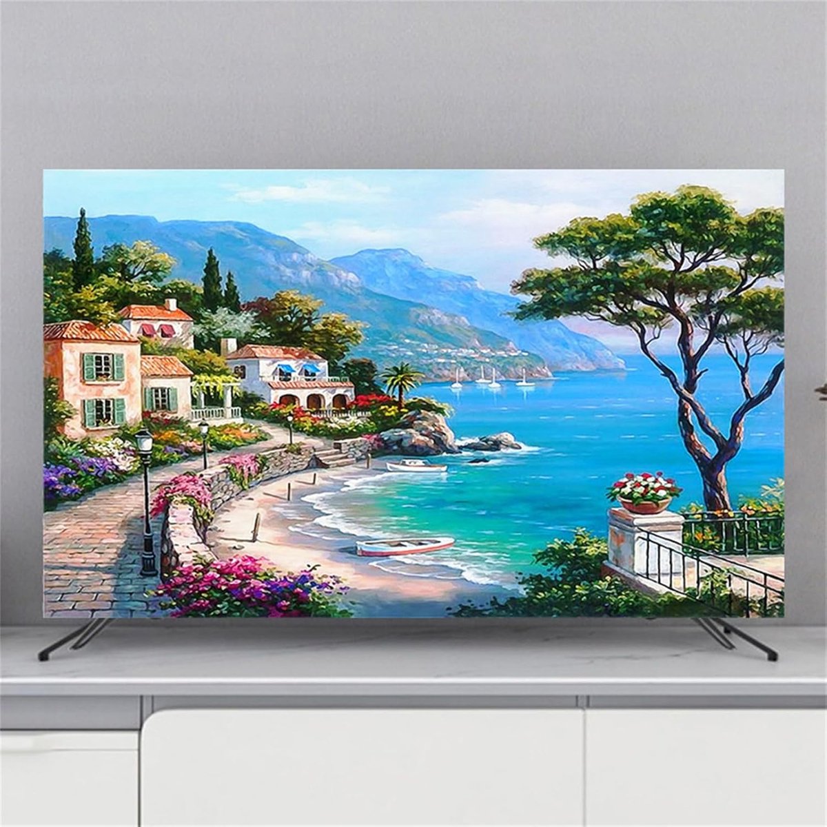 Televisie Afdekhoes - Tv Cover Schermbeschermer - Bescherming Interieur - Zelfnivellerend - 32-80 inch - Eiland van de zee