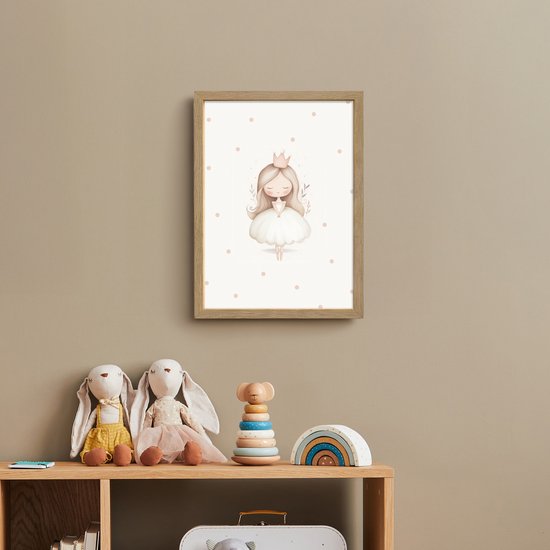 Nachtlampje 30x40 cm - Kinder lamp - Ballerina - Prinses - Stippen - Tafellamp kinderkamer draadloos - Slaapkamer lampje - Bedlamp kinderen - Kinderlampje - Wandlamp babykamer - Nachtlampjes van Merkloos — afbeelding 3