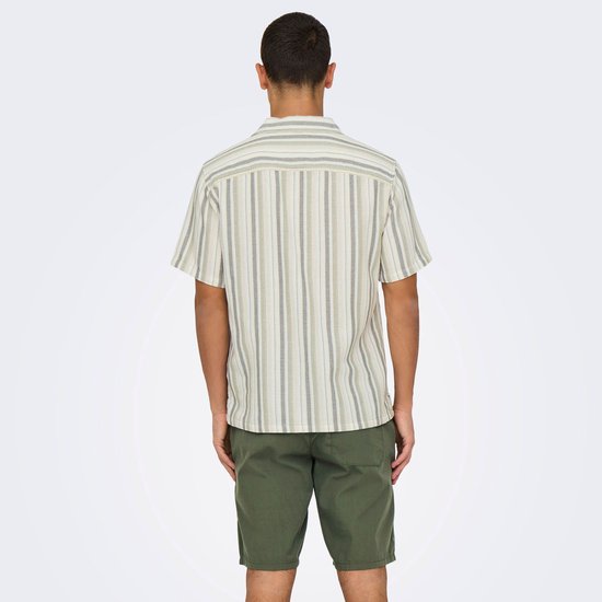 ONLY & SONS ONSTREV LIFE REG STRIPE SS SHIRT NOOS Heren Overhemd - Seagrass Multi Stripe