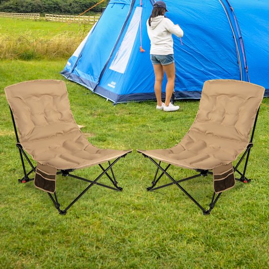 COSTWAY Campingstoel, opvouwbaar, gevoerde klapstoel met verstelbare rugleuning en zijzak, loungestoel met draagtas, 225 kg draagvermogen, vouwstoel voor kamperen, vissen van Costway — afbeelding 5
