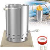 Zwembadverwarming Hout - Houtgestookte Oven - Zwembad Verwarmen - Roestvrij Staal - 32/38 mm - Zilver