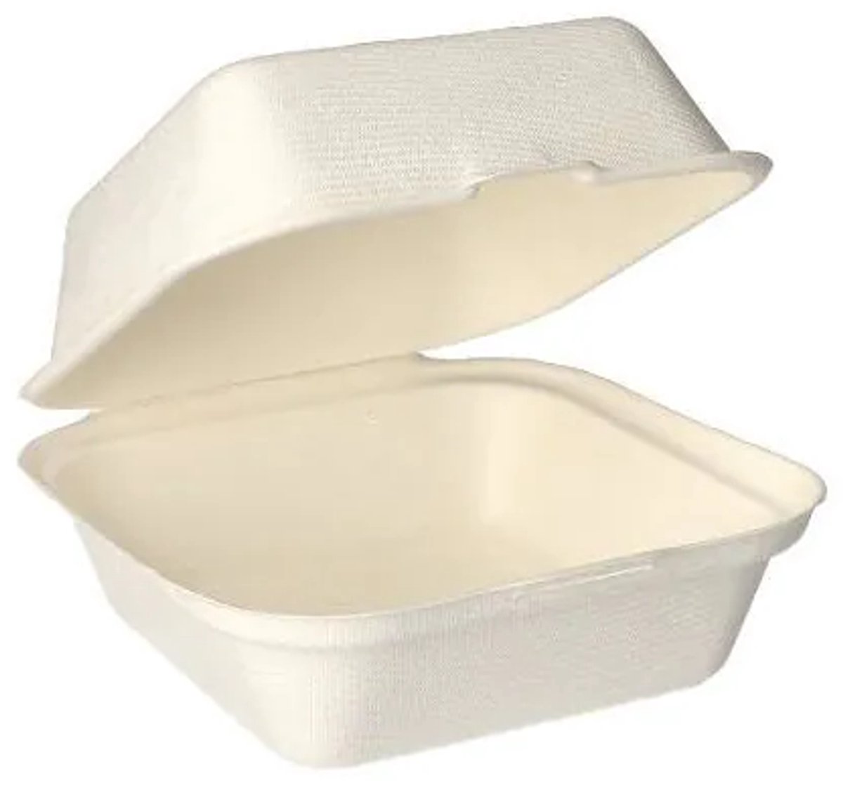 25 Hamburger-Box Suikerriet pure 8 cm x 14 cm x 15 cm wit