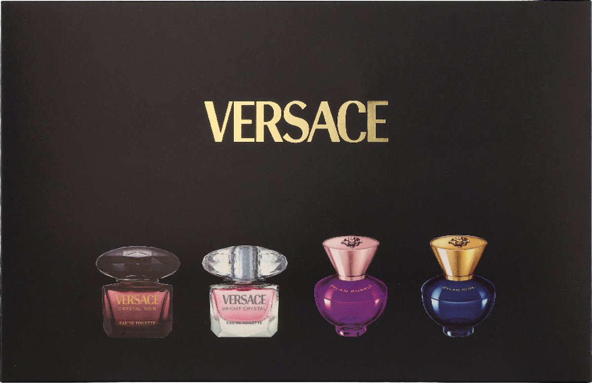 Versace Miniatures Set Women 20 ml - 4x5ml - Crystal Noir Edt/Bright Crystal Edt/Dylan Purple Edp/Dylan Blue Edp