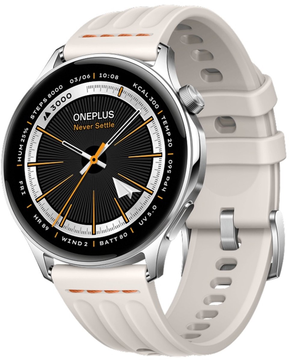 OnePlus Watch Lite - Smartwatch - 45mm - Silver Steel (Zilver) - 1.46" AMOLED - 10 dagen batterij - Dual-Band GPS - OPWWE262