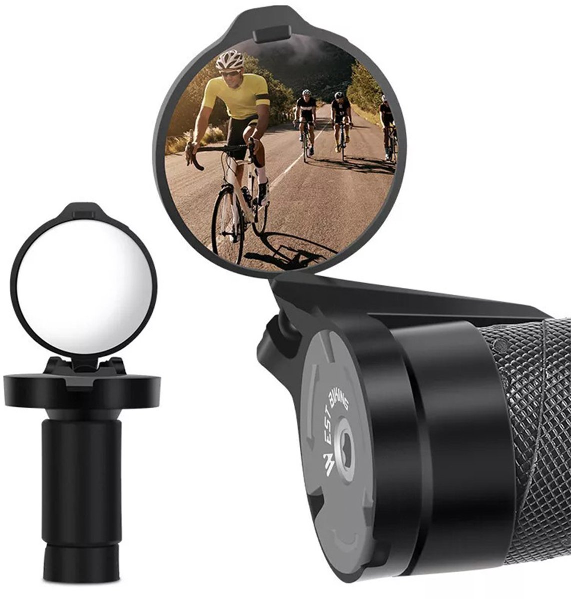 HOMTAS Mini Fietsspiegel HD Convex – 360° Verstelbare Spiegel – Inklapbaar - Stuurspiegel voor Racefiets, MTB, Gravelbike – Veilig Fietsen – Lichtgewicht – Makkelijk te monteren - Compact & Lichtgewicht Achteruitkijkspiegel