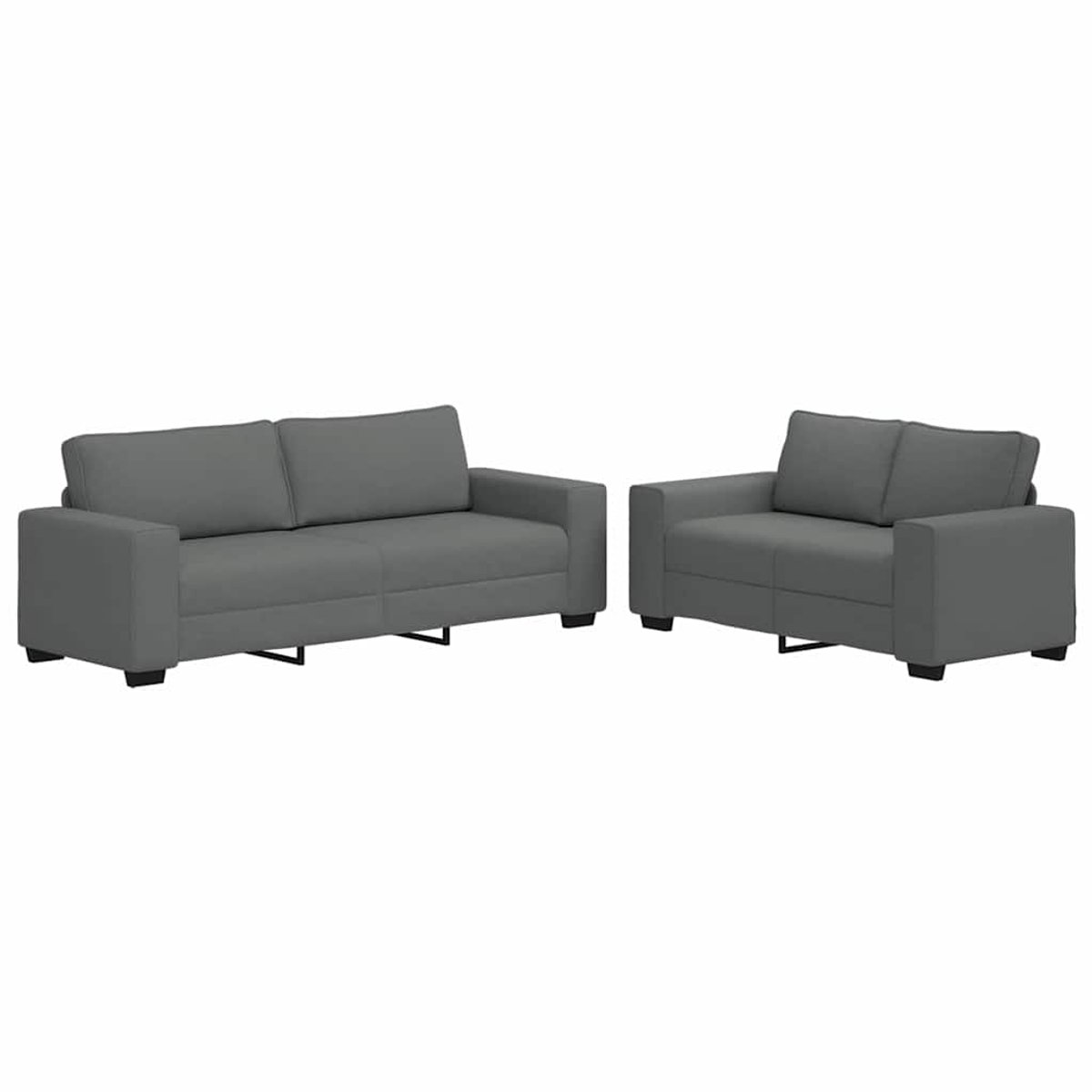 vidaXL - 2-delige - Loungeset - met - kussens - stof - donkergrijs