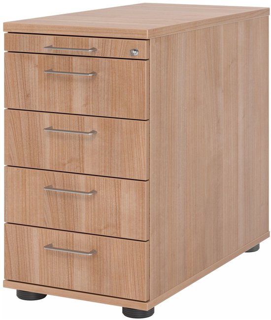 SIGNA SC50 BS - Conteneur roulant Bois Noyer avec 4 tiroirs