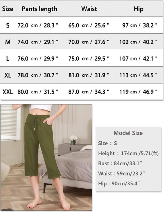 Comfortabele 3/4 Capri Broek voor Dames - Katoen Zomer Joggingbroek met Zakken — afbeelding 2