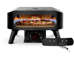 Cozze® 13” Pizza oven op Gas – Black Edition – Roterende Pizzasteen – Met Deur – Tot 630°C – Ø34 cm