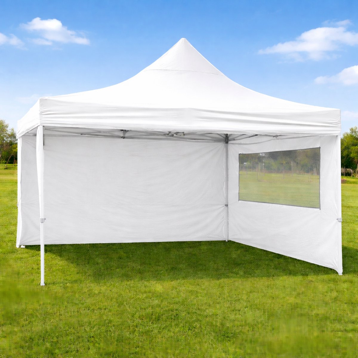 AmbiSphere - Vouwtent Plooitent 3x3m wit met wit frame basic inclusief 2 zijwanden