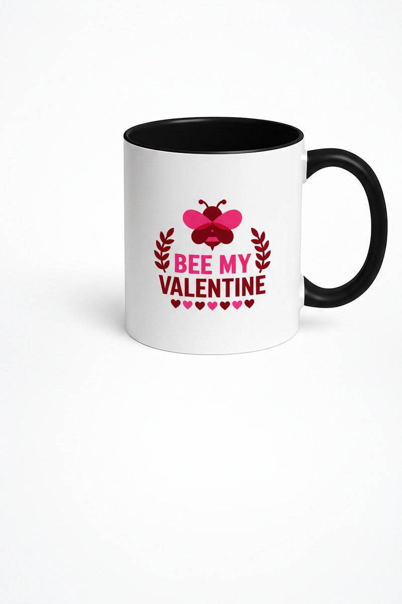 Valentijn Mok 'Bee My Valentine' - Romantisch Roze Bij & Harten Cadeau