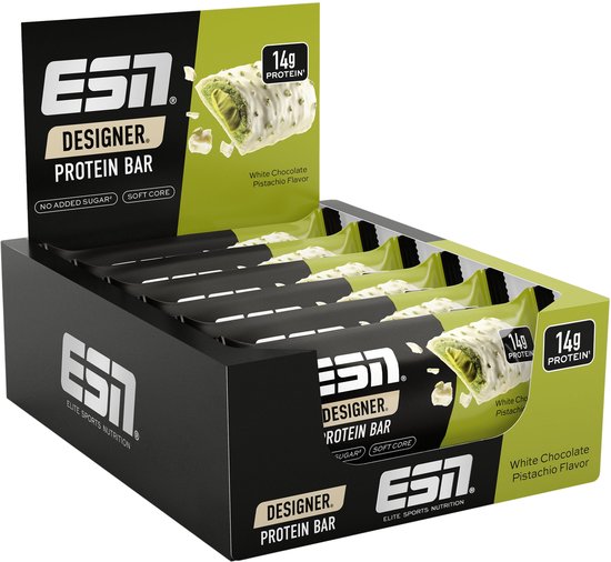 ESN Designer Bar Proteine Repen - White Chocolate Pistachio, 12 x 45 g - Ideaal Tussendoortje met 14 g Proteïne van Merkloos — afbeelding 2