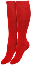 Bonnie Doon Dames Kniekousen Rood maat 39/42 - 2 paar - Knie Kousen - 2-pack - Multipack - Uitstekend draagcomfort - Cotton Knee High - Zakt niet af - Effen - OEKO-TEX - Rood - Red - OL834302.337
