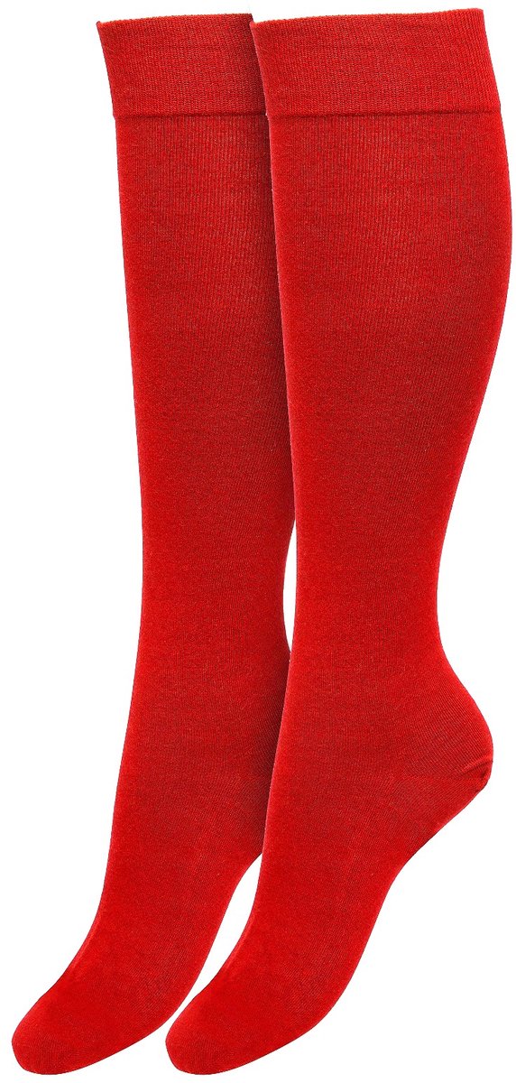 Bonnie Doon Dames Kniekousen Rood maat 35/38 - 2 paar - Knie Kousen - 2-pack - Multipack - Uitstekend draagcomfort - Cotton Knee High - Zakt niet af - Effen - OEKO-TEX - Rood - Red - OL834302.337