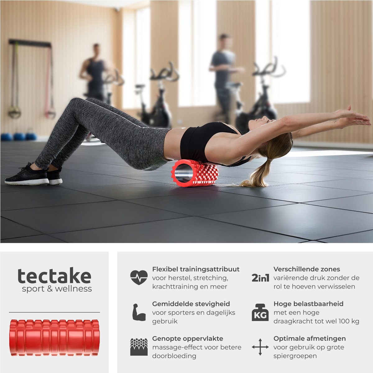 tectake Foam Roller - Yoga & Fitness Massage Roller thumbnail 2